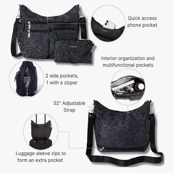 Baggallini Dark Patterned Crossbody Bag - Picture 5 of 5